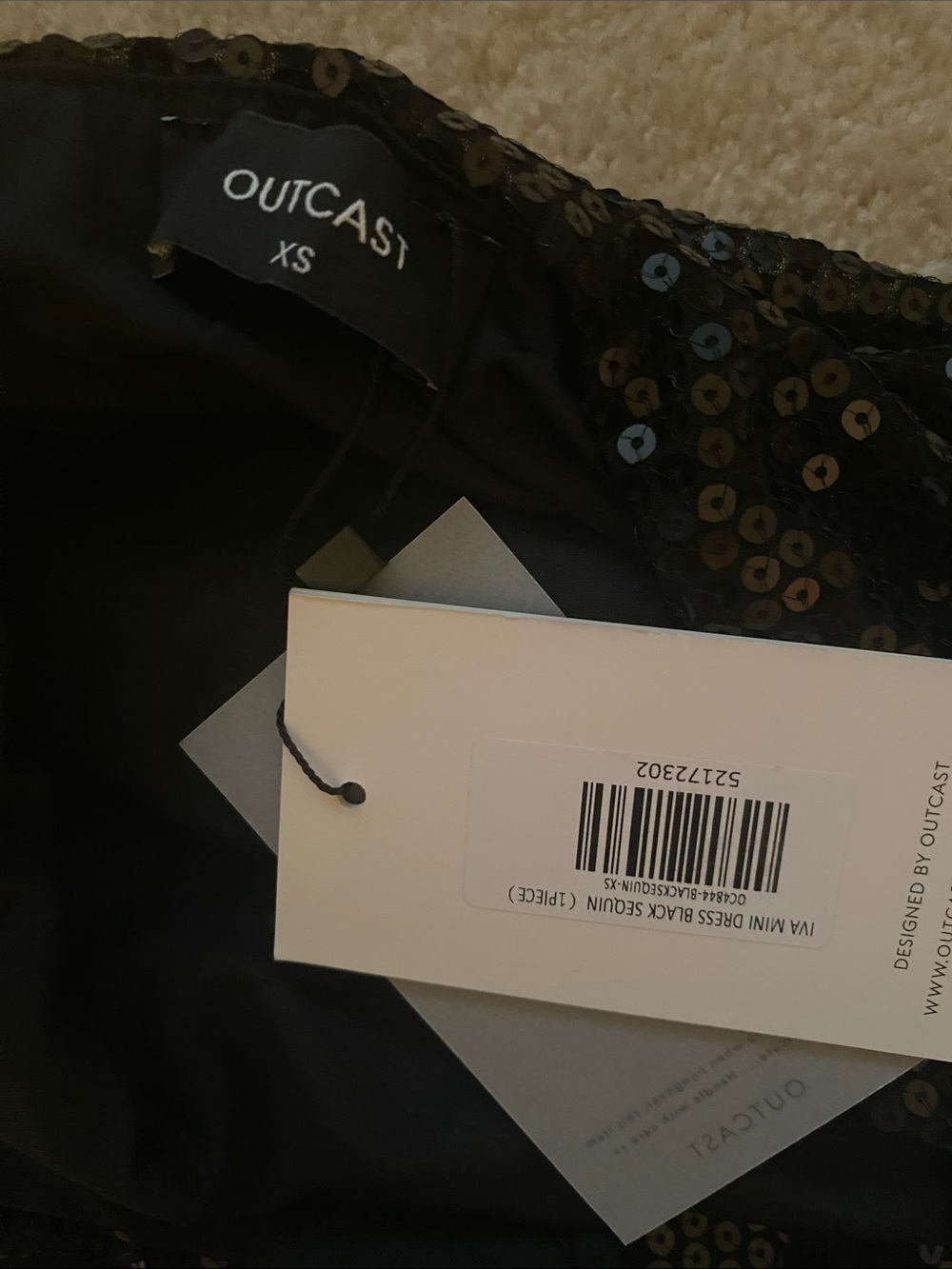 Outcast NWT size XS IVs black sequin mini dress - Picture 8 of 8